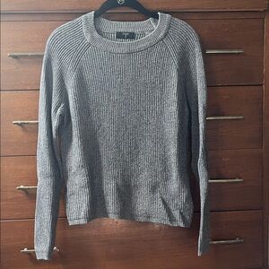 Tahari Charcoal Ribbed Crew Neck Sweater